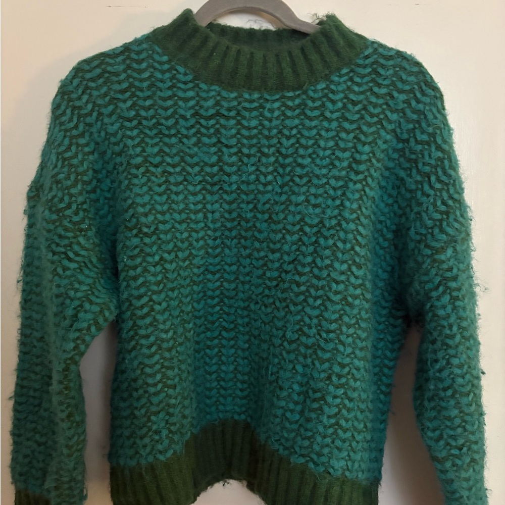 Elegant Teal Knit Women's Sweater